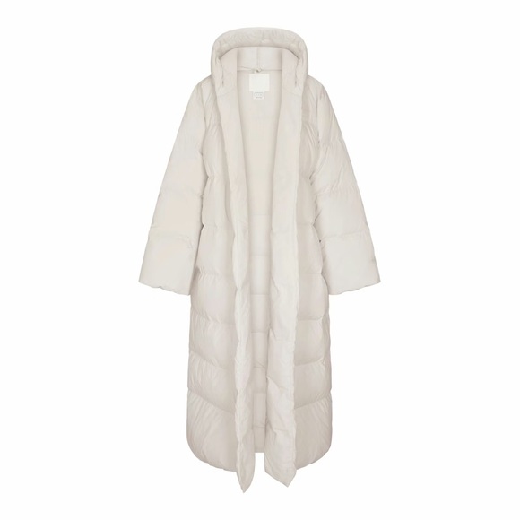 BNWT SKIMS X NORTH FACE SOLD OUT CREAM BONE Women's Floor Length Puffer Coat - Picture 5 of 6